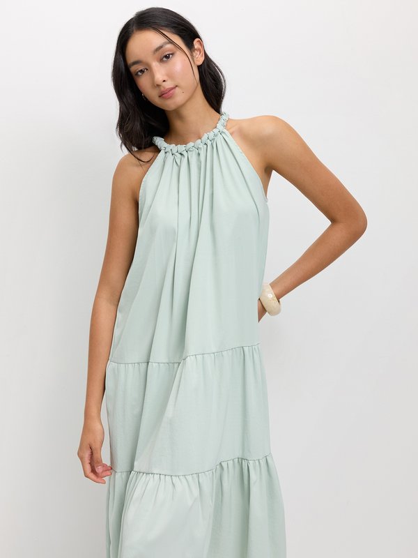 pomelo Pomelo Tie Front Dress - Light Green