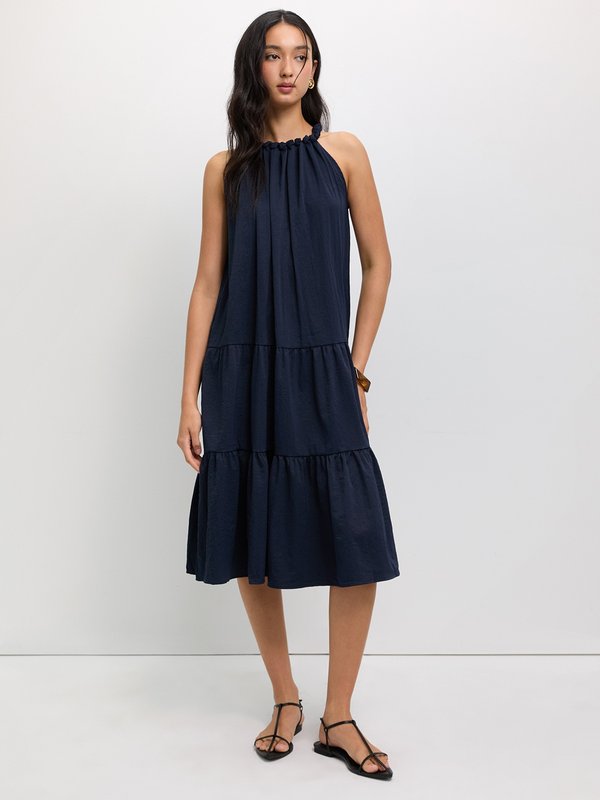 Pomelo Pomelo Tie Front Dress - Navy