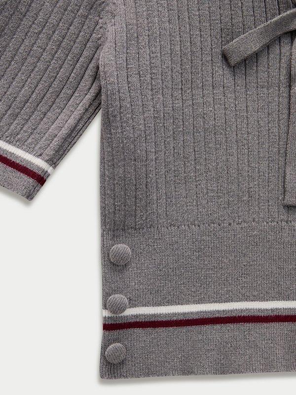 Pomelo Pomelo Tie-Front Knit Top - Mid Grey