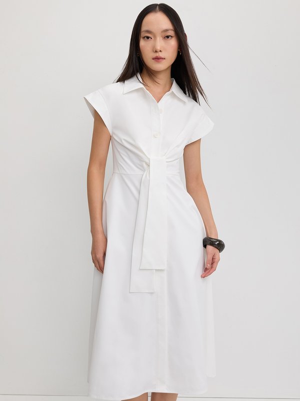 Pomelo Pomelo Tie-Front Shirt Dress - White