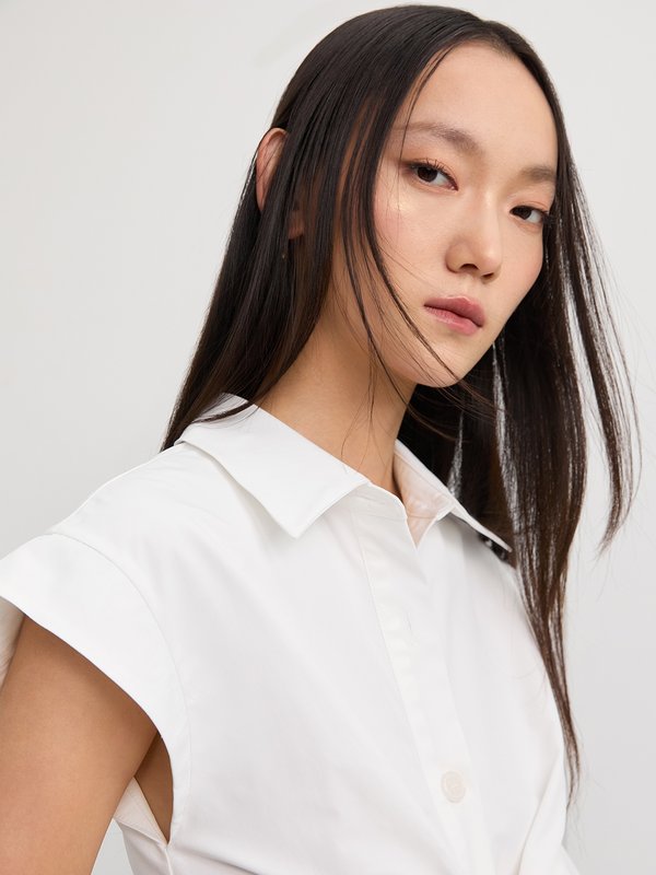Pomelo Pomelo Tie-Front Shirt Dress - White