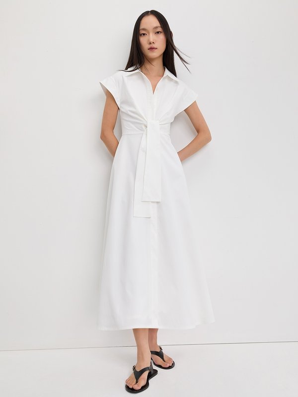 pomelo Pomelo Tie-Front Shirt Dress - White