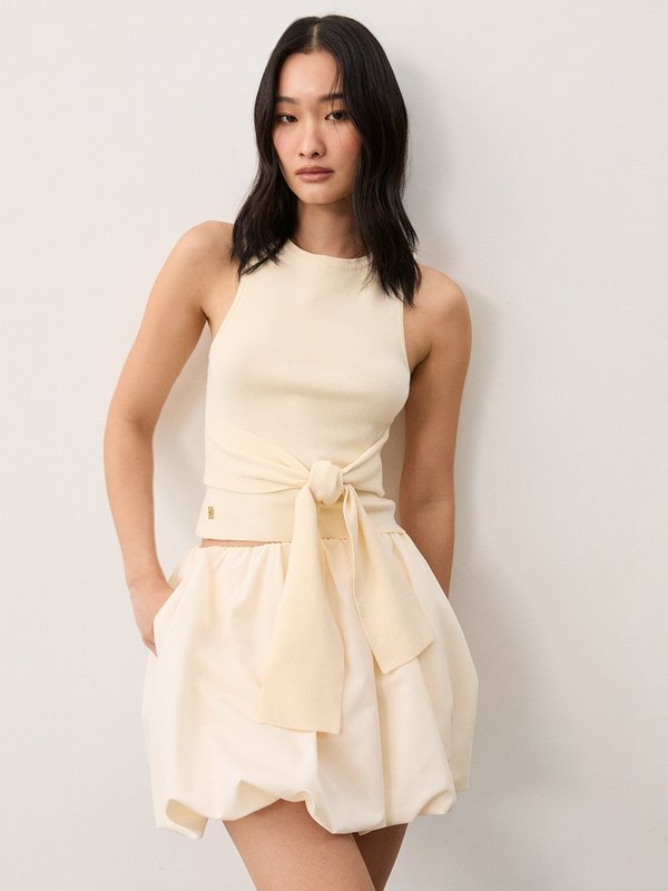 Pomelo Pomelo Tie Front Top - Cream