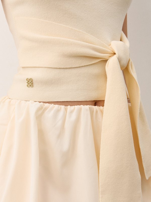 Pomelo Pomelo Tie Front Top - Cream