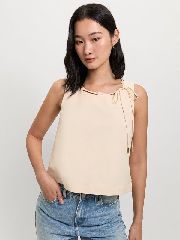 pomelo Pomelo Tie Front Top - Nude