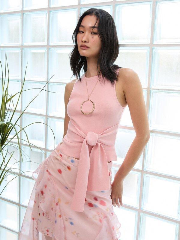 pomelo Pomelo Tie Front Top - Pink