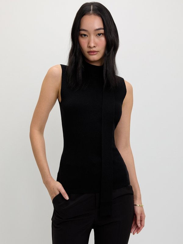 Pomelo Pomelo Tie Knit Top - Black