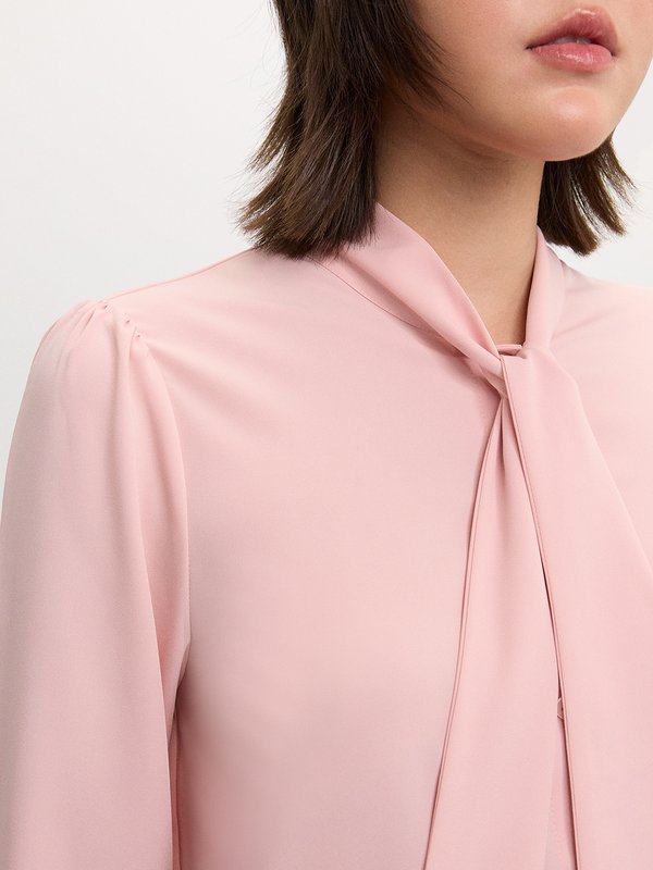 Pomelo Pomelo Tie Neck Blouse - Light Pink