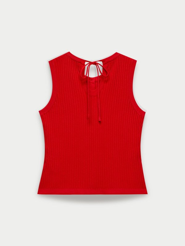 Pomelo Pomelo Tie Neck Sleeveless Knit Top - Red