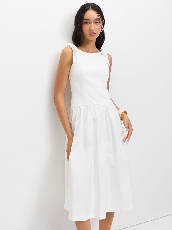 pomelo Pomelo Tie Shoulder Dress - Off-White