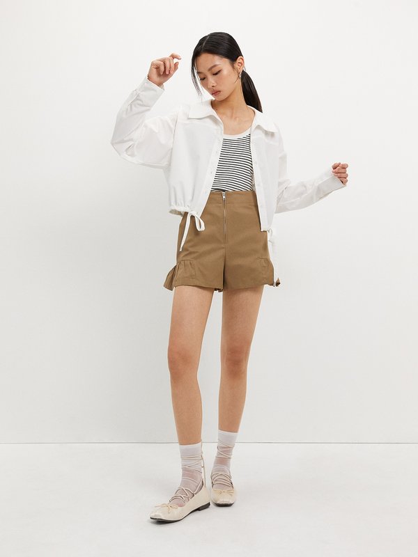 Pomelo Pomelo Tie Waist Cropped Shirt - White