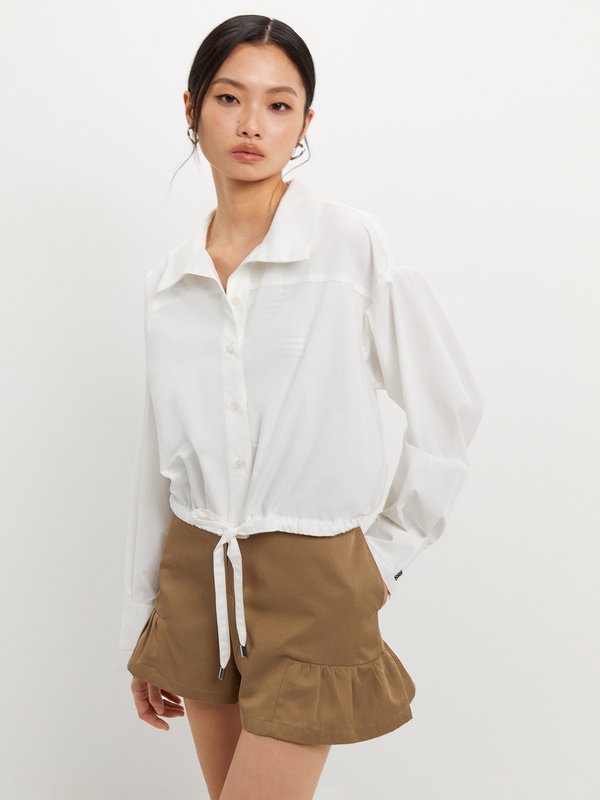 Pomelo Pomelo Tie Waist Cropped Shirt - White