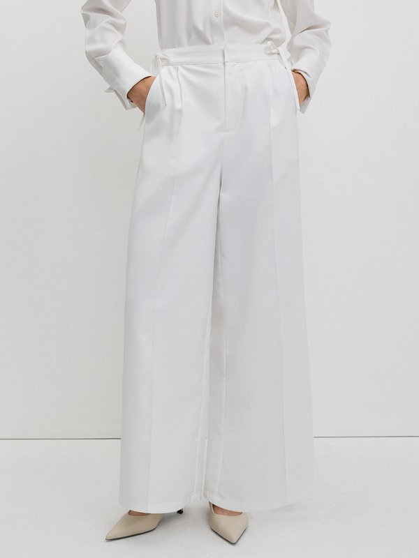 Pomelo Pomelo Tie-Waist Wide-Leg Trousers - White