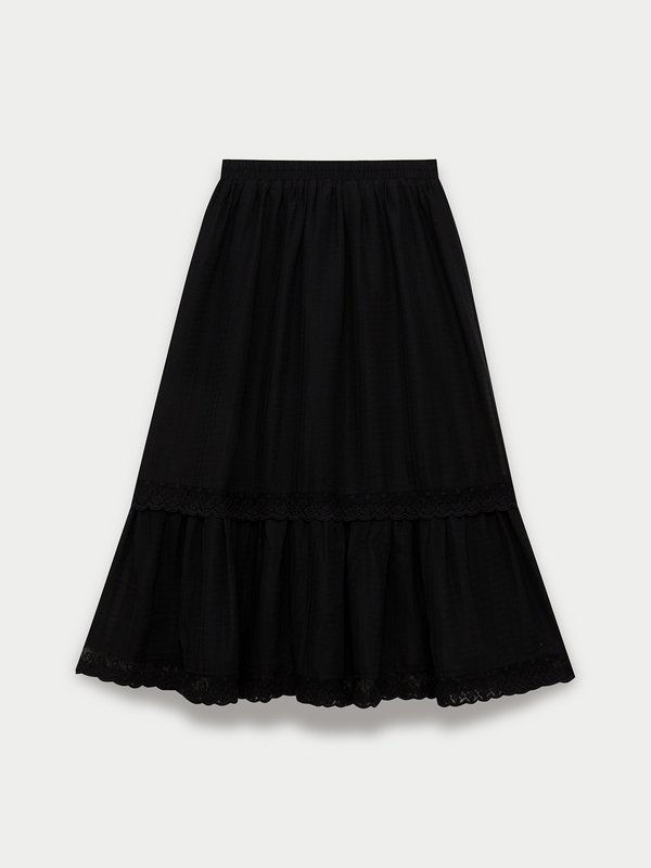 Pomelo Pomelo Tiered Lace Skirt - Black