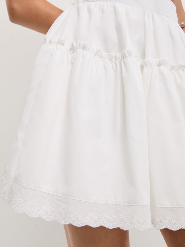Pomelo Pomelo Tiered Lace Skirt - White