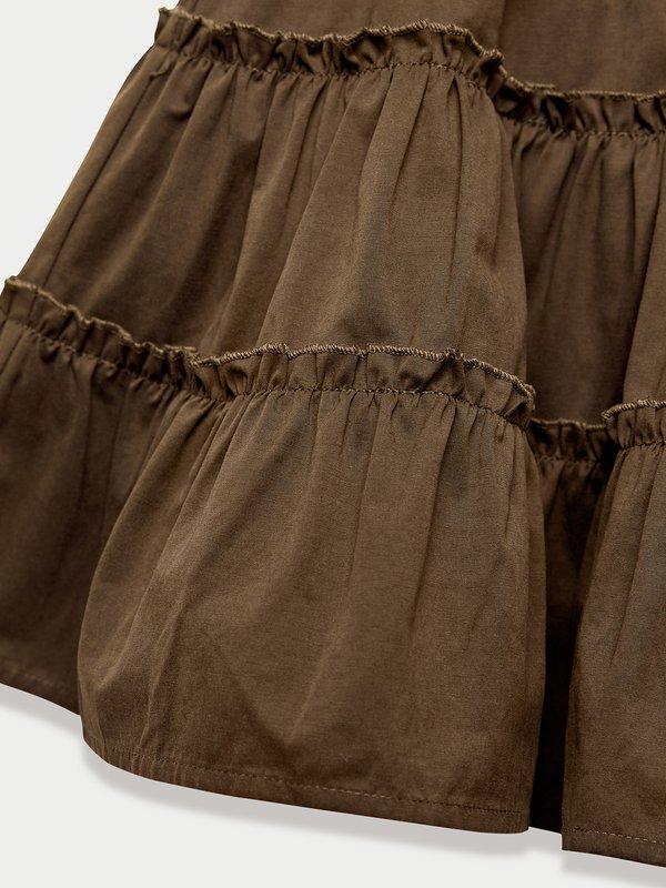 Pomelo Pomelo Tiered Ruffle Skirt - Khaki