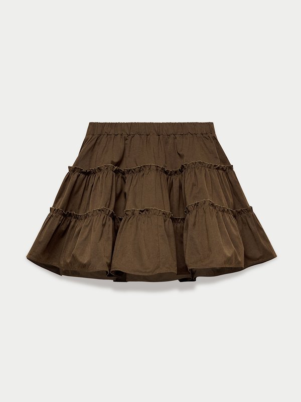 Pomelo Pomelo Tiered Ruffle Skirt - Khaki