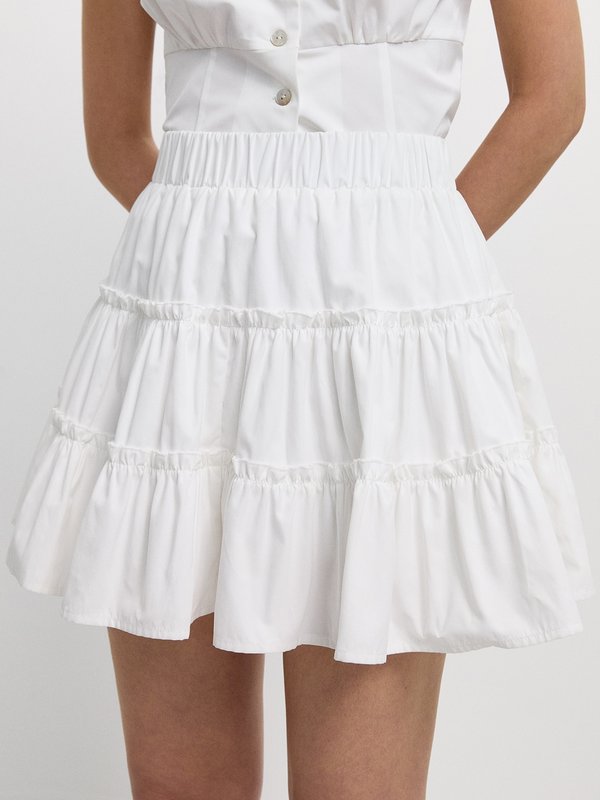 Pomelo Pomelo Tiered Ruffle Skirt - White