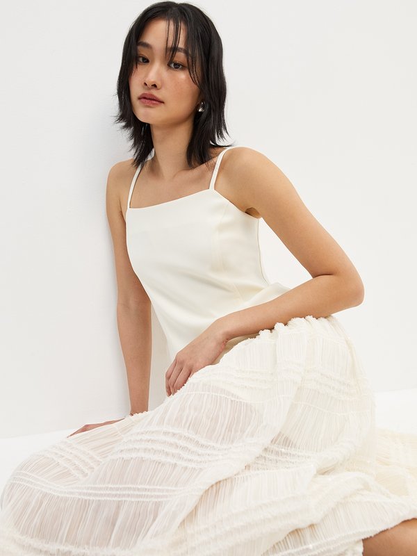 Pomelo Pomelo Tiered Sequin Maxi Dress - Beige