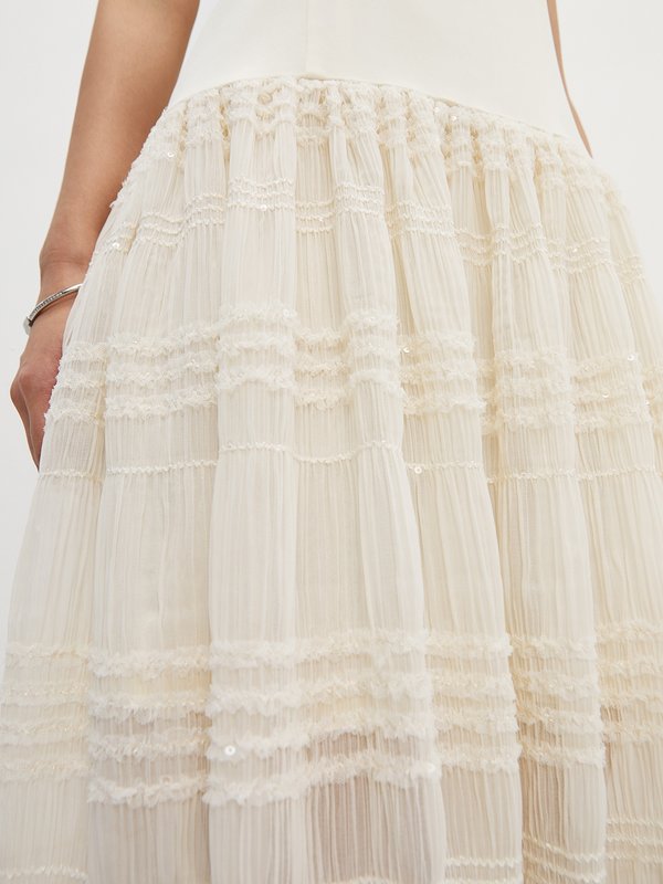 Pomelo Pomelo Tiered Sequin Maxi Dress - Beige