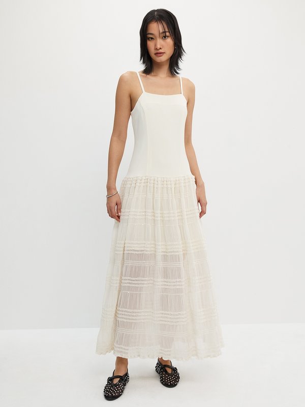 Pomelo Pomelo Tiered Sequin Maxi Dress - Beige