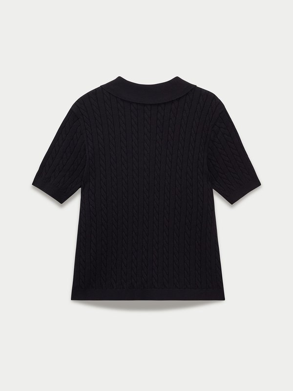 Pomelo Pomelo Tipped Knit Polo - Black