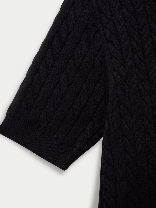 Pomelo Pomelo Tipped Knit Polo - Black