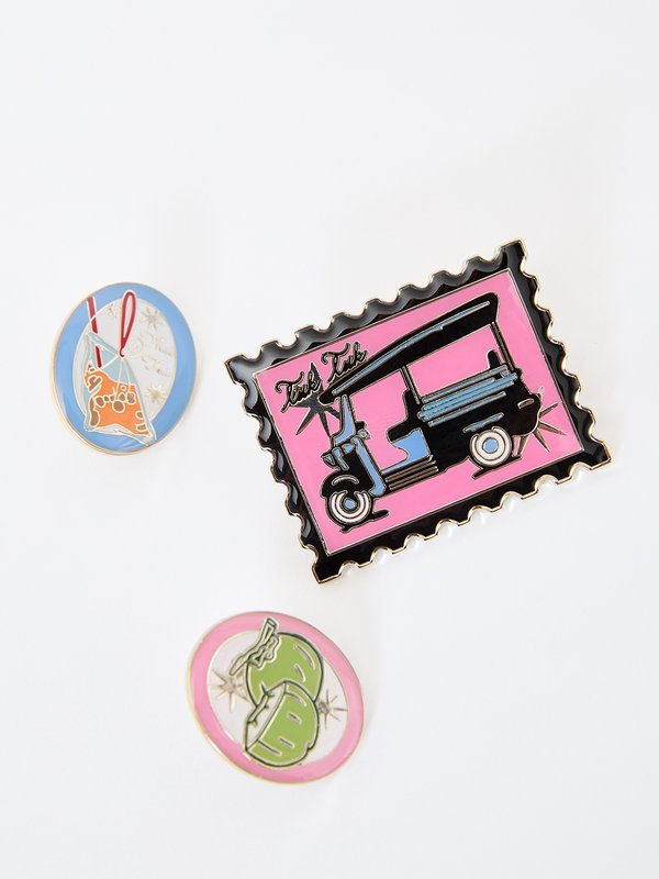 Pomelo Pomelo Tuk Tuk Brooch Pins Set - Multi Color
