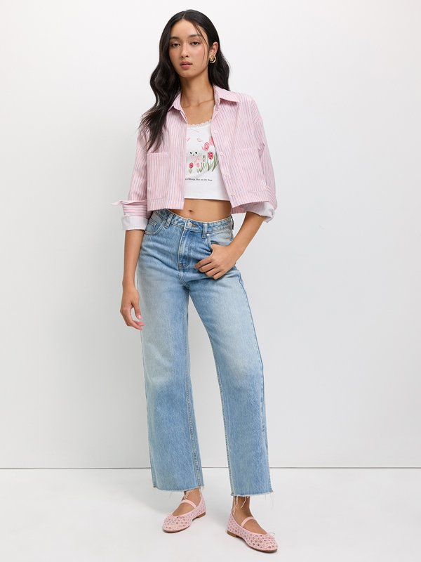 Pomelo Pomelo Tulip Lace Crop Top - White