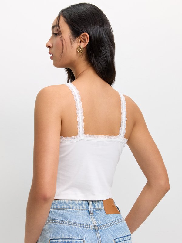Pomelo Pomelo Tulip Lace Crop Top - White