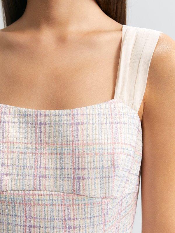Pomelo Pomelo Tweed Bustier Top - Multi Color