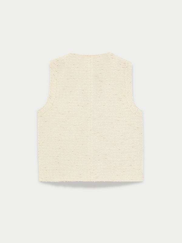 Pomelo Pomelo Tweed Button Front Top - Cream