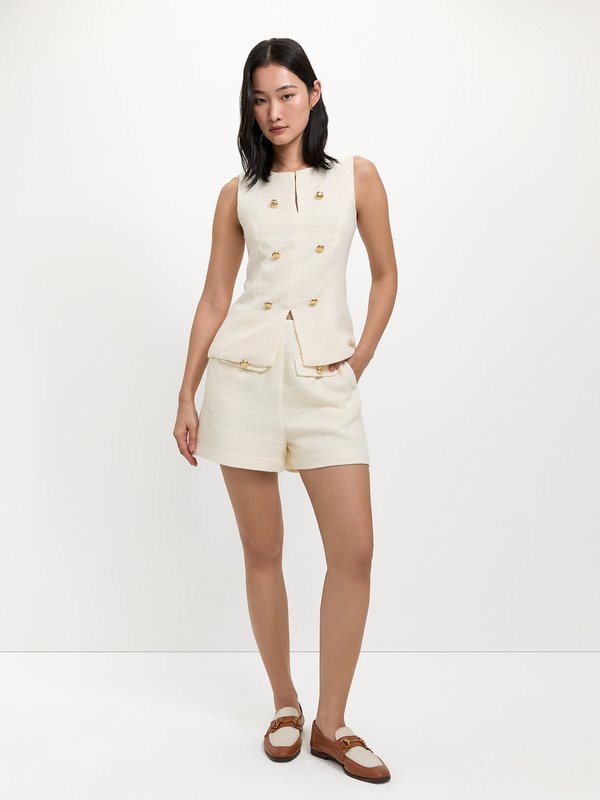 Pomelo Pomelo Tweed Button Shorts - Ivory