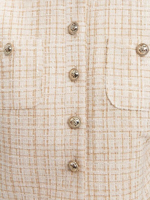 Pomelo Pomelo Tweed Button-Up Blouse - Beige