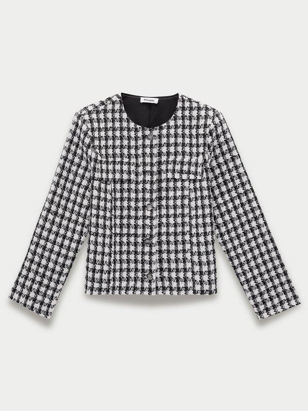 pomelo Pomelo Tweed Button-Up Jacket - Black