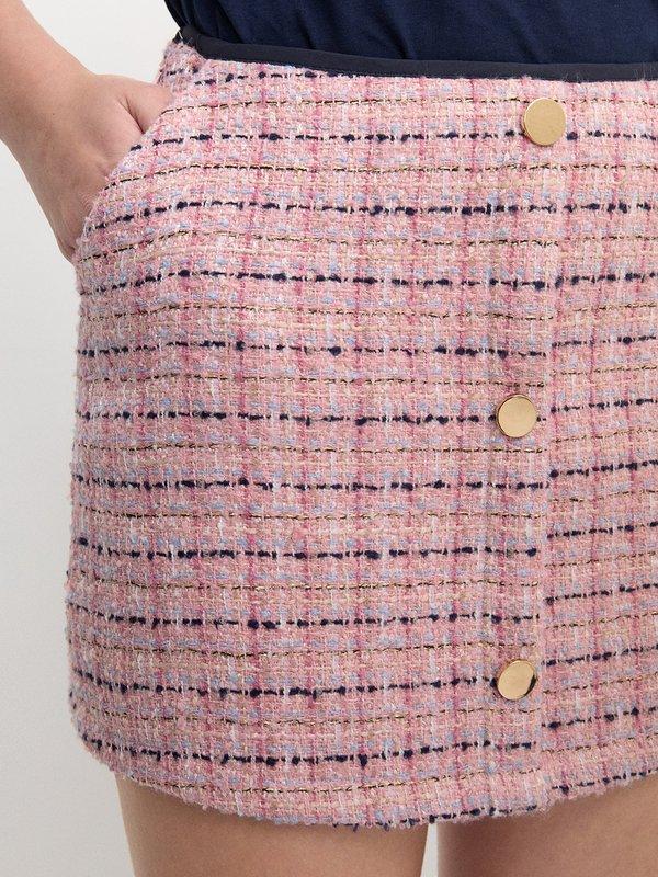 Pomelo Pomelo Tweed Buttoned Skirt - Pink