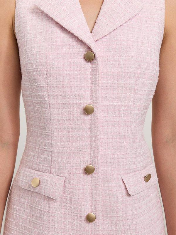 Pomelo Pomelo Tweed Collared Dress - Light Pink