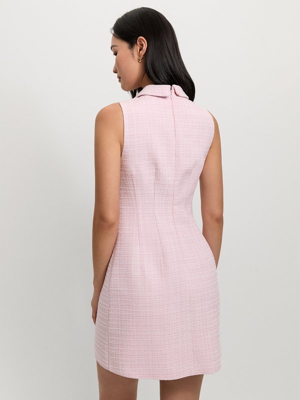 Pomelo Pomelo Tweed Collared Dress - Light Pink