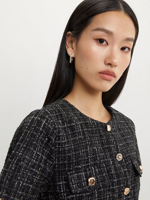 Pomelo Pomelo Tweed Crop Top - Black