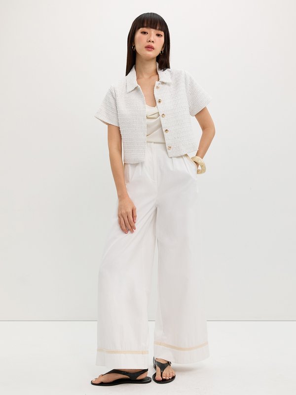 Pomelo Pomelo Tweed Crop Top - White