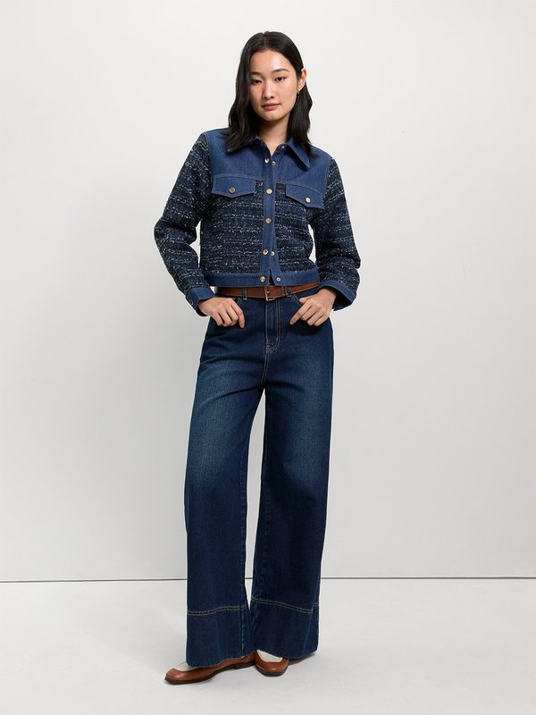 Pomelo Pomelo Tweed Denim Jacket - Navy