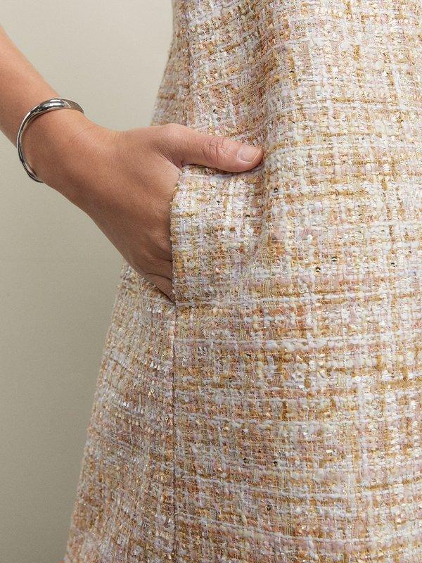 Pomelo Pomelo Tweed Double Strap Dress - Beige