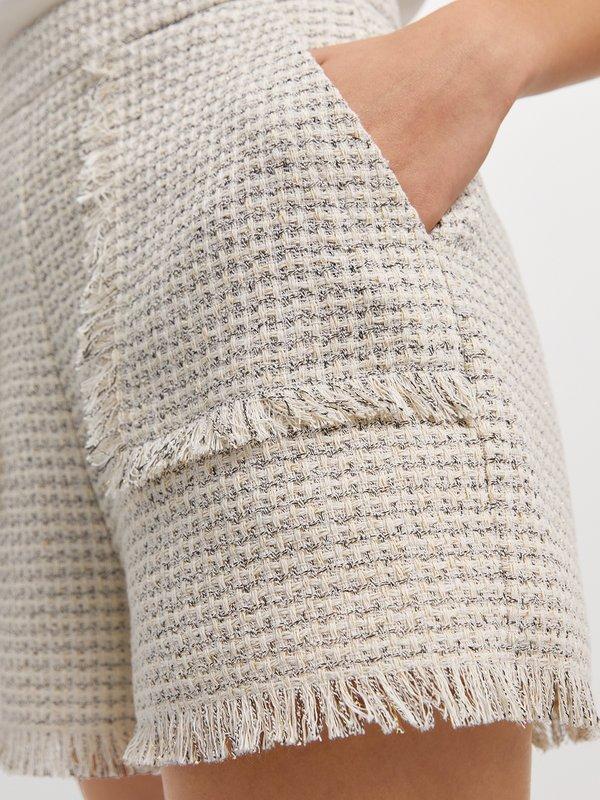 Pomelo Pomelo Tweed Fringe Trim Shorts - White