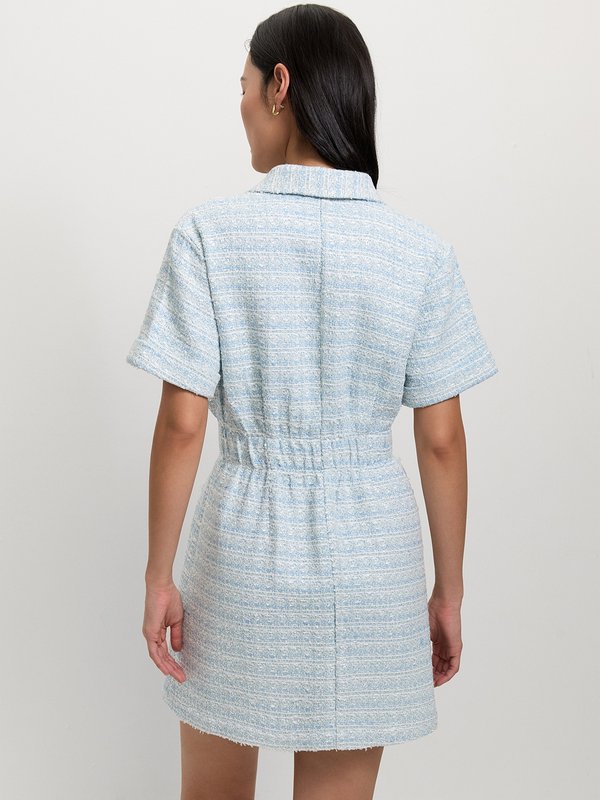 Pomelo Pomelo Tweed Front Pocket Dress - Baby Blue