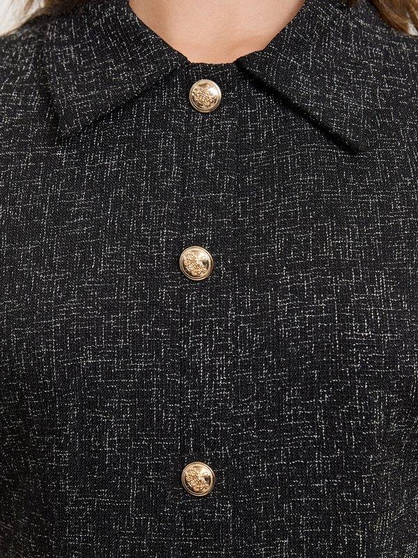 Pomelo Pomelo Tweed Front Slit Dress - Black