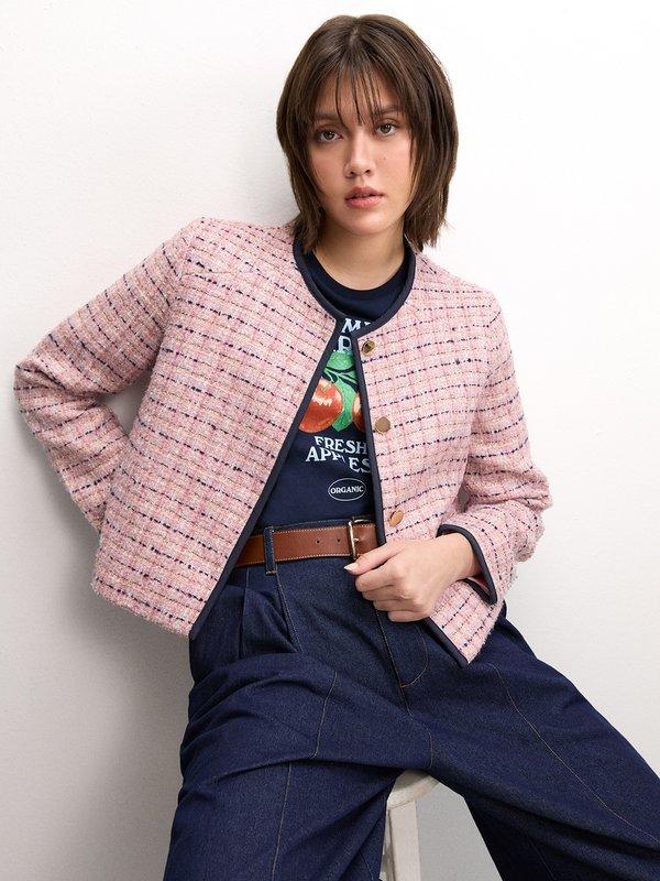pomelo Pomelo Tweed Jacket - Pink