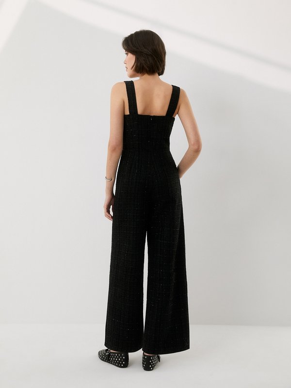 Pomelo Pomelo Tweed Jumpsuit - Black