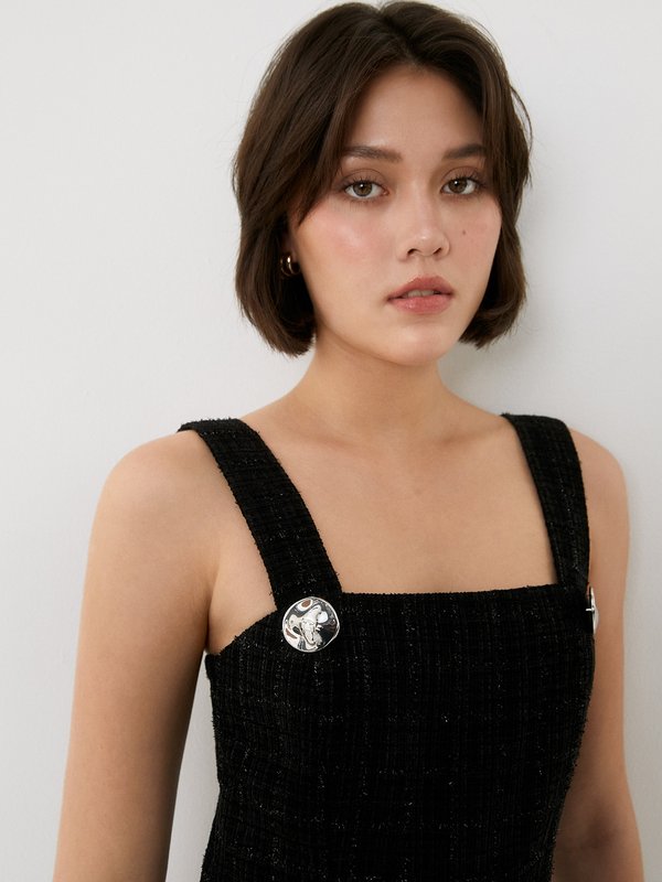 pomelo Pomelo Tweed Jumpsuit - Black