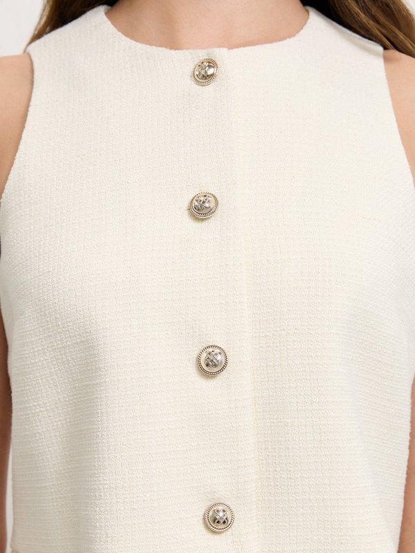 Pomelo Pomelo Tweed Layered Dress - Cream