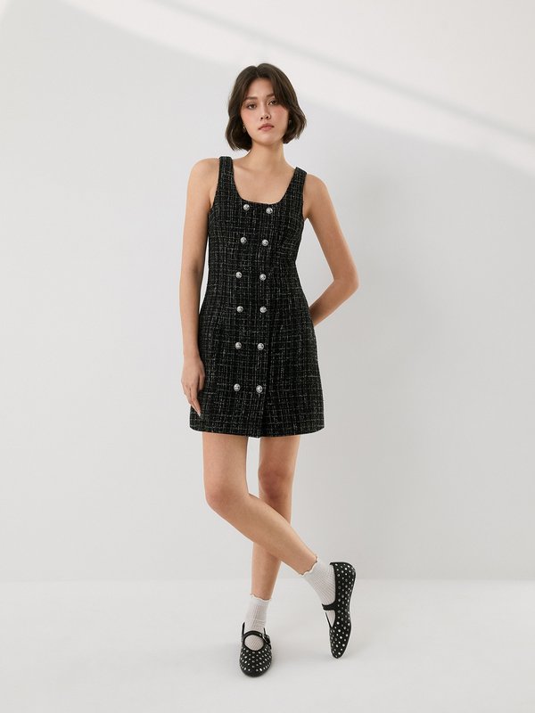 Pomelo Pomelo Tweed Mini Dress - Black